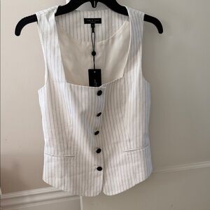 Rag & Bone White Striped Button-Down Vest
